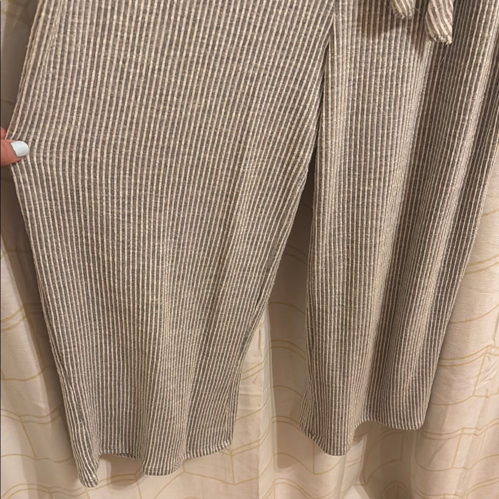 Caution to the Wind Striped Gray Jumpsuit with Belt - Picture 5 of 5